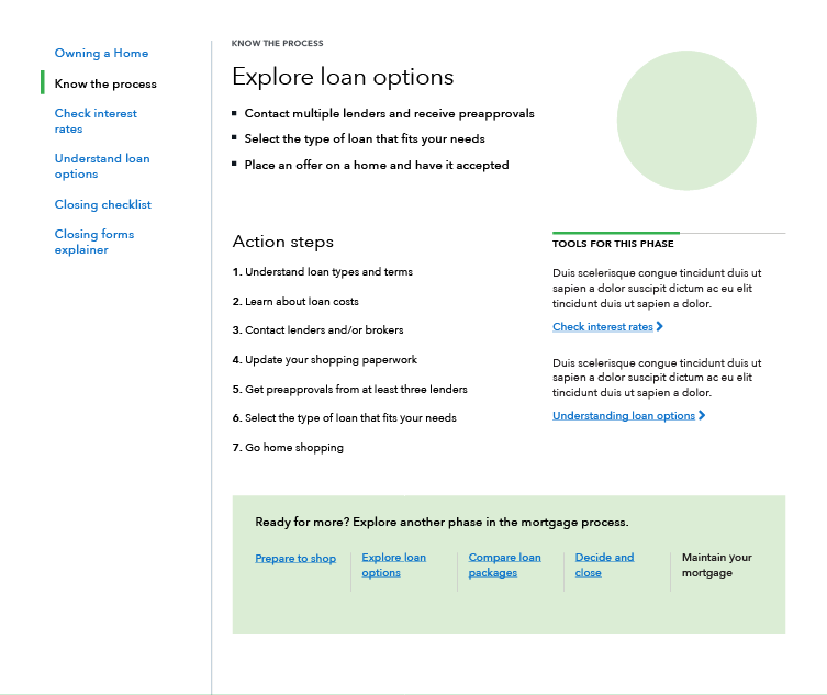 First iteration of a phase page layout